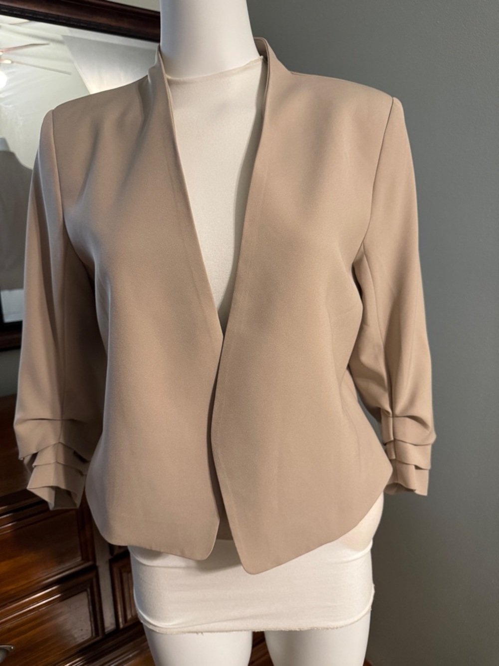 Rachel Zoe Taupe Open-Front Blazer Jacket M